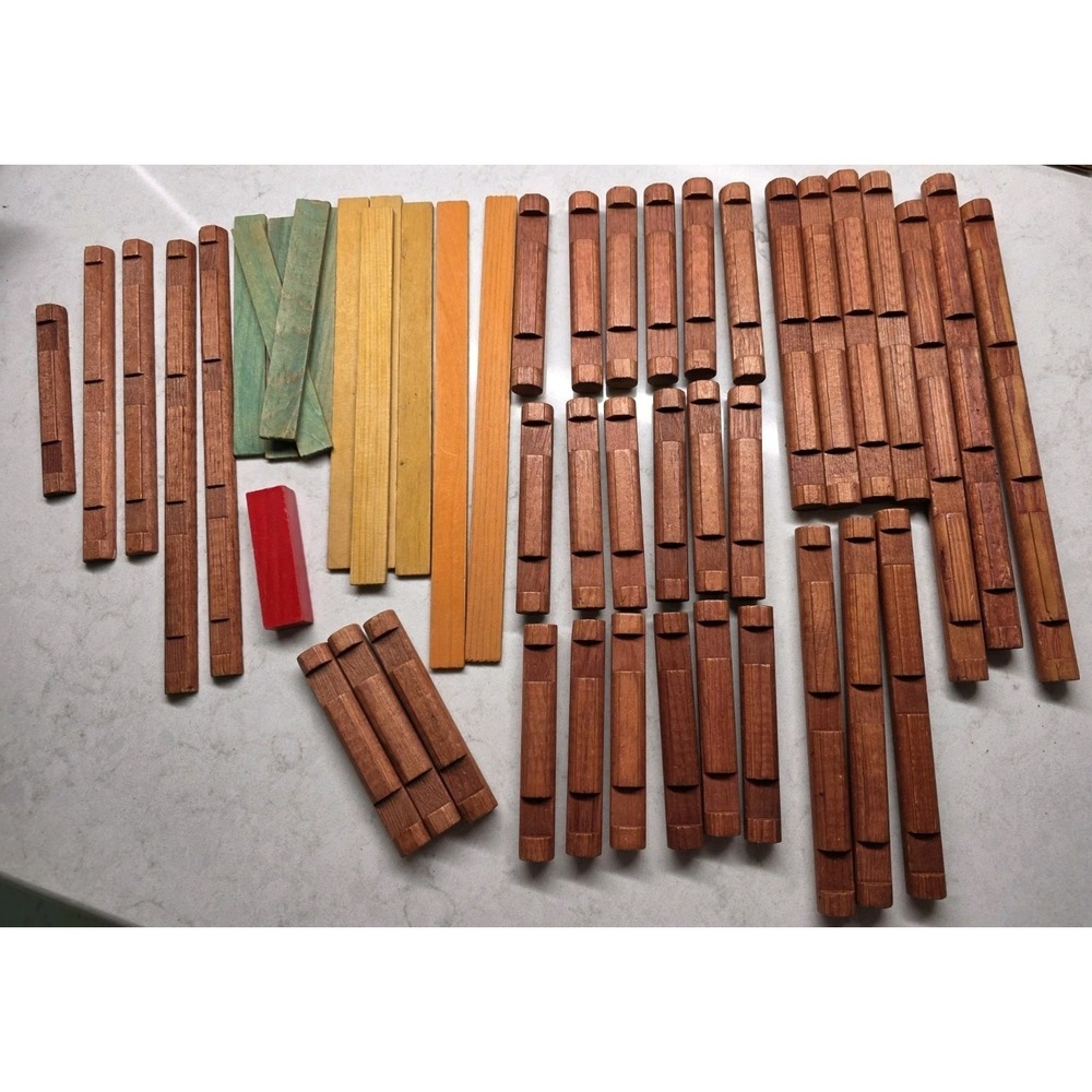 Vintage Lincoln Logs Building Set Lot 100+ Pieces Wood Logs Roof Parts Mixed Lot